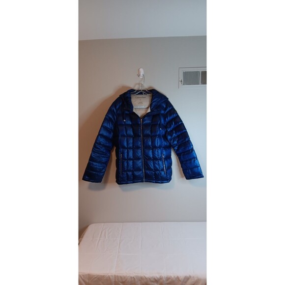 Calvin Klein Packable Lightweight Down Jacket Colbalt Blue Sz XXL Hooded Unisex - Picture 1 of 6